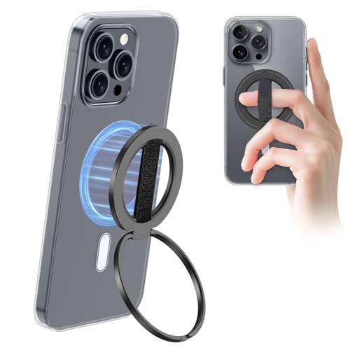 EWA MagOne Ultra Fingergriff-Stütze für Handys, ersetzbares Gummi-Fingerband, abnehmbare Magnet-Ringhalterung, doppelseitiges magnetisches Handy-Griffständer für iPhone 15, 14, 13, 12 - Schwarz EWA MagOne Ultra Fingergriff-Stütze für Handys, ersetzbares Gummi-Fingerband, abnehmbare Magnet-Ringhalterung, doppelseitiges magnetisches Handy-Griffständer für iPhone 15, 14, 13, 12 - Schwarz von EWA