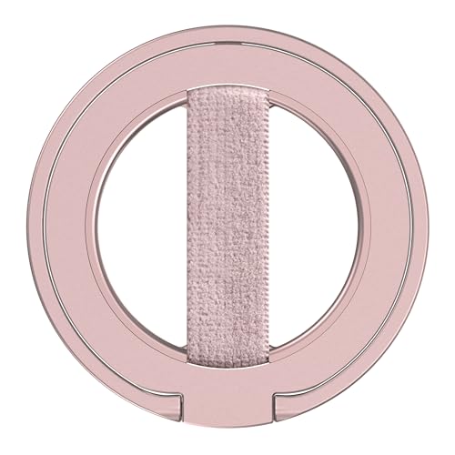EWA MagOne Ultra Fingergriff-Stütze für Handys, ersetzbares Gummi-Fingerband, abnehmbare Magnet-Ringhalterung, doppelseitiges magnetisches Handy-Griffständer für iPhone 15, 14, 13, 12 - Roségold von EWA