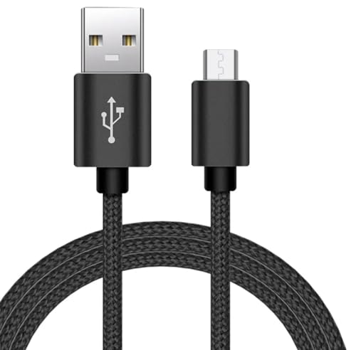 1m USB-A (m) auf micro USB (m) Kabel, Schwarz Geflochten Ladekabel Datenkabel zum Laden von Handys Tablets Bluetooth Speaker Schnell Datenkabel für Samsung Huawei Xiaomi Pixel Handy von EWANTO