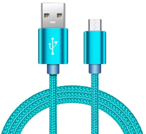 EWANTO 1m USB-A (m) auf micro USB (m) Kabel geflochten, Blau Ladekabel 3A, Android Smartphones Tablets Kamera und Computer von EWANTO