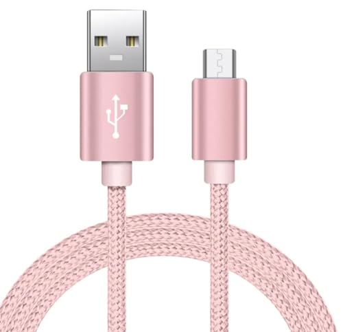 EWANTO 1m USB-A (m) auf micro USB (m) Kabel geflochten Pink Ladekabel 3A für Android Smartphones Tablets Kamera und Computer von EWANTO