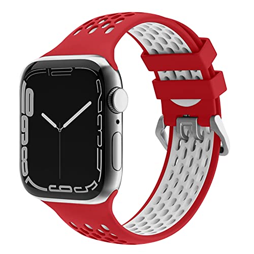 EWENYS Sportarmband mit Mehreren Löchern, Atmungsaktiv SilikonArmband Kompatibel mit Apple Watch Series 9 8 7 41mm, Series 6 5 4 40mm, Series 3 2 1 38mm Armband Nike Sport von EWENYS