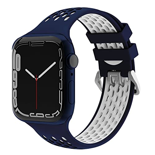 EWENYS Sportarmband mit Mehreren Löchern, Atmungsaktiv SilikonArmband Kompatibel mit Apple Watch Series 9 8 7 45mm und Series 8 49mm, Series 6 5 4 44mm, Series 3 2 1 42mm Armband Nike Sport von EWENYS
