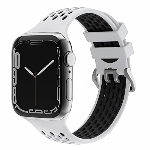 EWENYS Sportarmband mit Mehreren Löchern, Atmungsaktiv SilikonArmband Kompatibel mit Apple Watch Series 9 8 7 45mm und Series 8 49mm, Series 6 5 4 44mm, Series 3 2 1 42mm Armband Nike Sport von EWENYS