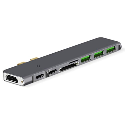 USB C Hub, EWETON 8-in-1 Type C Hub mit 4K USB C auf HDMI, 2 USB 3.0 Ports, 1 USB 2.0 Port, SD/TF-Kartenleser, Lade-USB-C Stromversorgung, tragbar für Typ C Laptops (grau) 2-CUSB-8in1 von EWETON