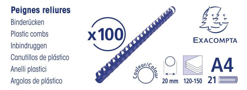 EXACOMPTA Bindegerät Schachtel + 100 Spiralen 20 mm PVC für die Bindung A4 Schwarz 75601E, Klemmschiene von EXACOMPTA