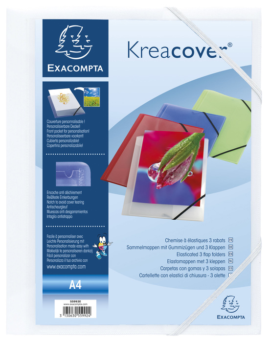 EXACOMPTA Eckspannermappe Kreacover, DIN A4, PP, weiß von EXACOMPTA