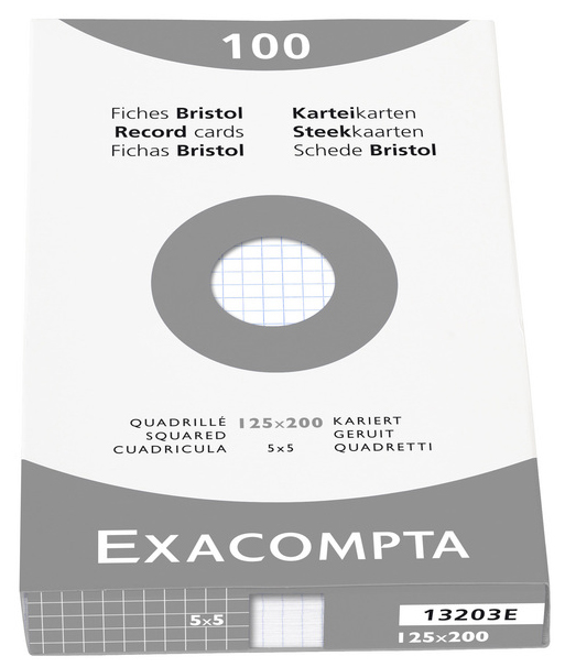 EXACOMPTA Karteikarten, 125 x 200 mm, kariert, weiß von EXACOMPTA