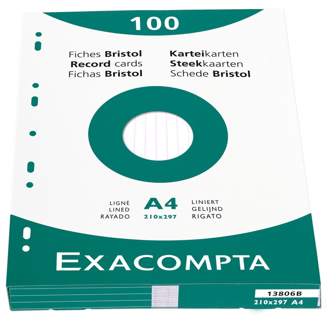 EXACOMPTA Karteikarten, DIN A4, liniert, weiß von EXACOMPTA