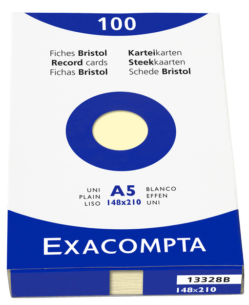 EXACOMPTA Karteikarten, DIN A5, blanko, weiß von EXACOMPTA