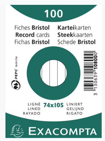 EXACOMPTA Karteikarten, DIN A7, liniert, gelb von EXACOMPTA