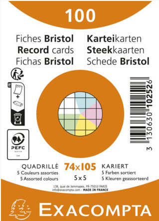 EXACOMPTA Karteikarten, DIN A7, liniert, weiß von EXACOMPTA