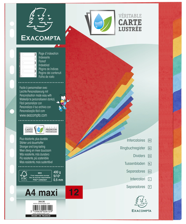 EXACOMPTA Karton-Register, DIN A4+, 12-teilig von EXACOMPTA