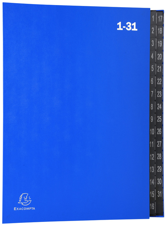 EXACOMPTA Pultordner, DIN A4, 1-31, 32 Fächer, blau von EXACOMPTA