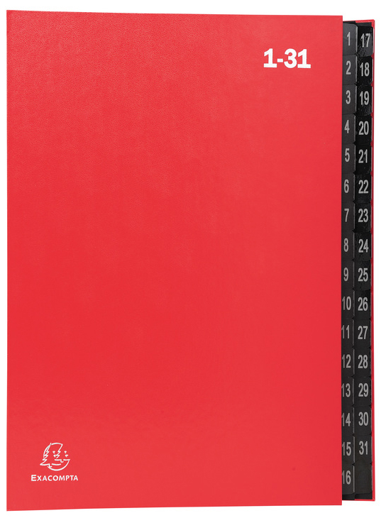 EXACOMPTA Pultordner, DIN A4, 1-31, 32 Fächer, rot von EXACOMPTA