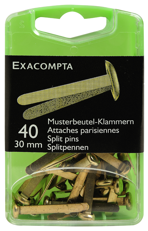 EXACOMPTA Rundkopf-Musterbeutelklammern, aus Messing, 30 mm von EXACOMPTA