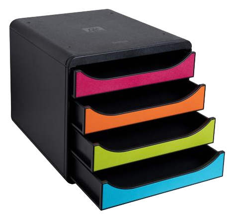 EXACOMPTA Schubladenbox BIG-BOX, 4 Schübe, harlekin von EXACOMPTA