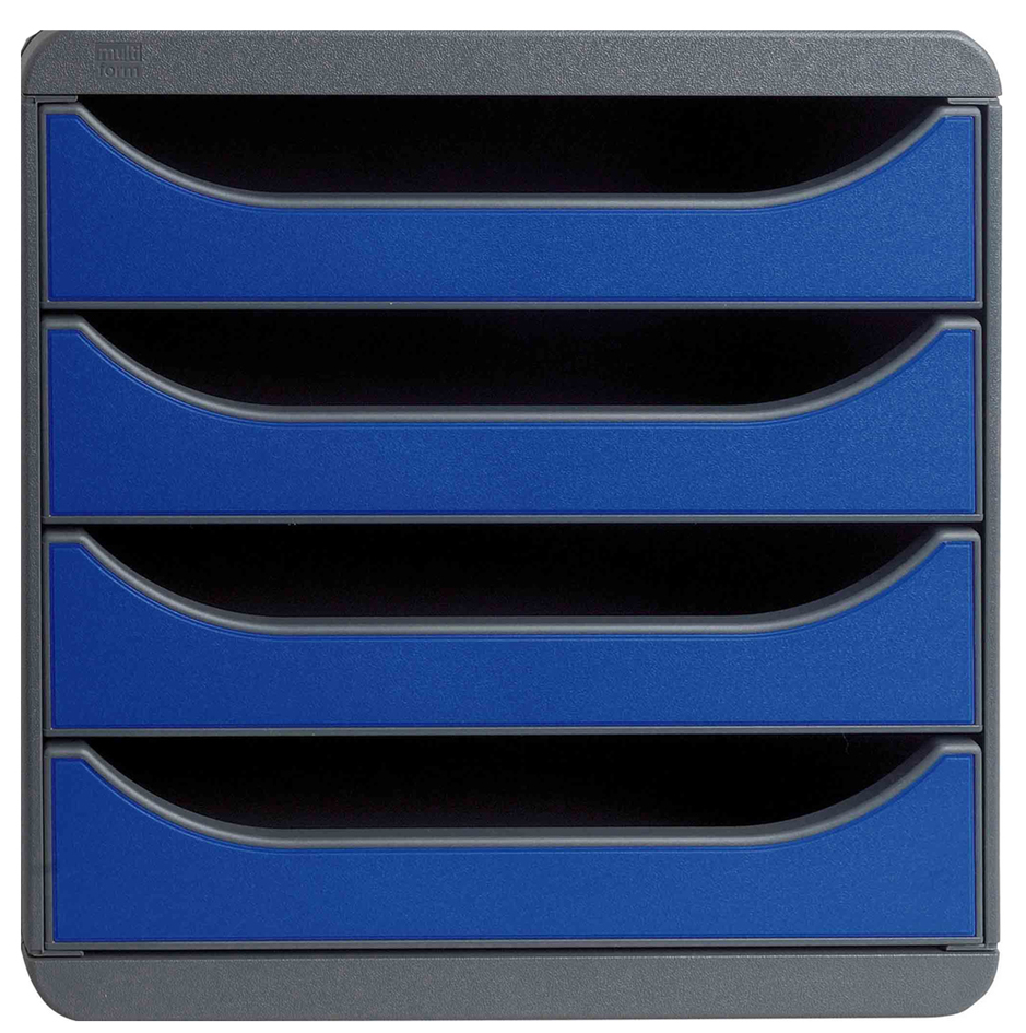 EXACOMPTA Schubladenbox BIG-BOX, 4 Schübe, königsblau von EXACOMPTA