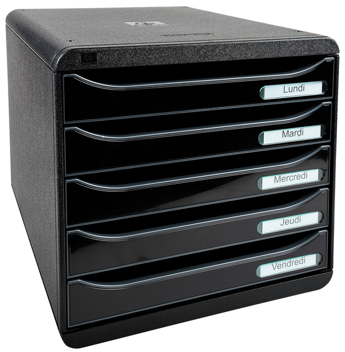 EXACOMPTA Schubladenbox BIG-BOX PLUS, 5 Schübe, schwarz von EXACOMPTA