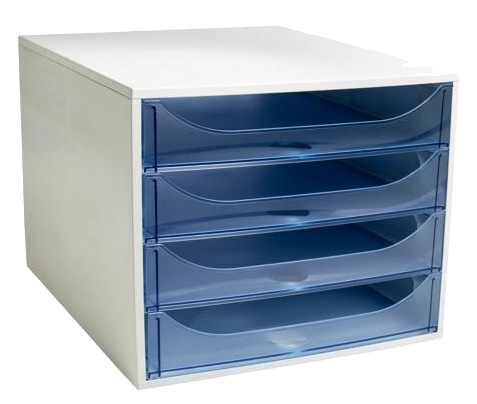 EXACOMPTA Schubladenbox ECOBOX, 4 Schübe, eisblau von EXACOMPTA