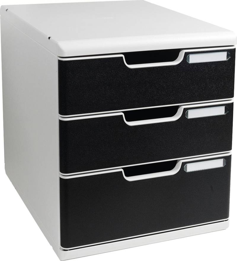 EXACOMPTA Schubladenbox MODULO A4, 3 Schübe, schwarz von EXACOMPTA