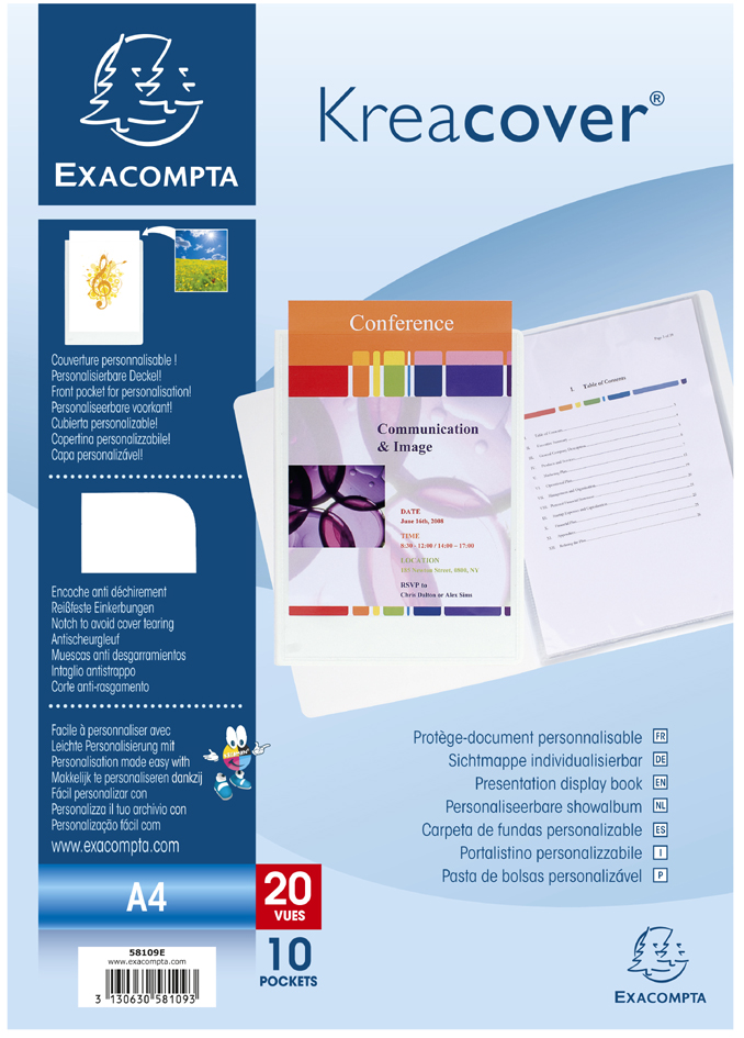 EXACOMPTA Sichtbuch Kreacover, PP, DIN A4, 10 Hüllen, weiß von EXACOMPTA