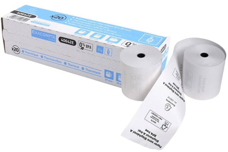 EXACOMPTA Thermorollen für Kassensysteme, 57 mm x 9 m von EXACOMPTA