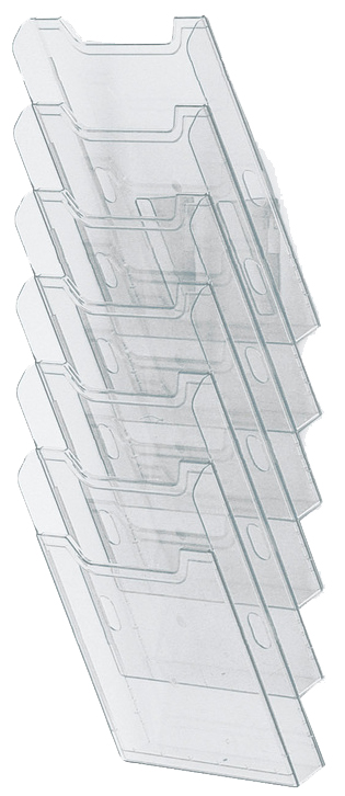 EXACOMPTA Wand-Prospekthalter, A4 hoch, 6 Fächer, glasklar von EXACOMPTA