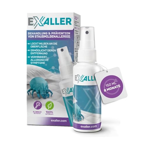 ExAller® Anti-Milben Spray 150 ml – Entfernt 99% der Milben – 8 Monate Anwendung – Laborgeprüft – Natürlich & ohne Chemikalien – Von Allergologen empfohlen von EXALLER