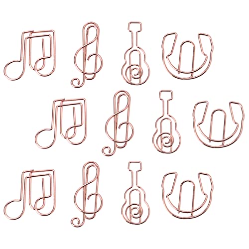 EXCEART 3 Sätze Musiknotiz-instrument-lesezeichen Spaß Musical Büroklammern Für Musiknoten Kreativ Musikinstrumente Scrapbbok Lesezeichen-clips Papierklammer Metall Golden 12 Stück * 3 von EXCEART