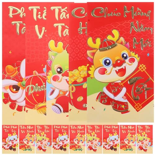 EXCEART Rote Umschläge Für Das Vietnamesische Neujahr 36 Stück Jahr Des Drachen Hong Bao 2024 Glücksgeld-Umschläge Rote Päckchen Frühlingsfest Rote Tasche Für Frühlingsfest B von EXCEART