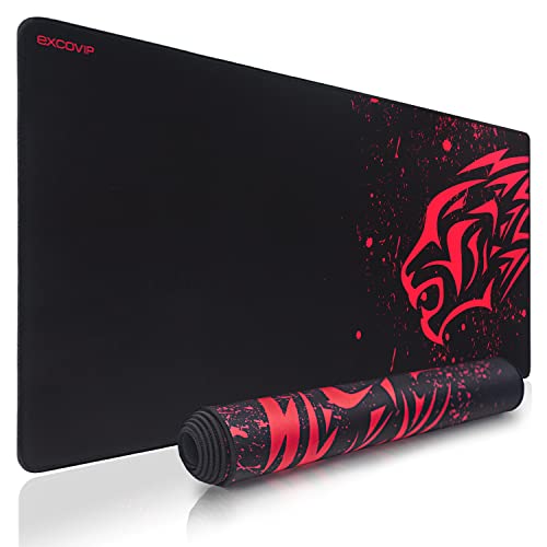 Gaming Mauspad, XXL Mousepad, mouspad groß Maus mat Computer Mouse pad Schreibtischmatte Unterlage Deskpad Vernähte Kanten, mit Glatt Oberfläche und Präzise Tracking 900 * 400mm EXCOVIP 14674 von EXCO