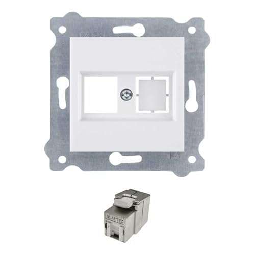 EXEN - Frontplatte Netzwerkdose Unterputz Telefondose USB, HDMI, SAT - Weiß Frontplatte ohne Stecker Steckdose - Modul RJ45 Cat.6A - All-in-One Kompatibel mit Serien KARELL/ODAK/COMFORT EXEN - Frontplatte Netzwerkdose Unterputz Telefondose USB, HDMI, SAT - Weiß Frontplatte ohne Stecker Steckdose - Modul RJ45 Cat.6A - All-in-One Kompatibel mit Serien KARELL/ODAK/COMFORT von EXEN