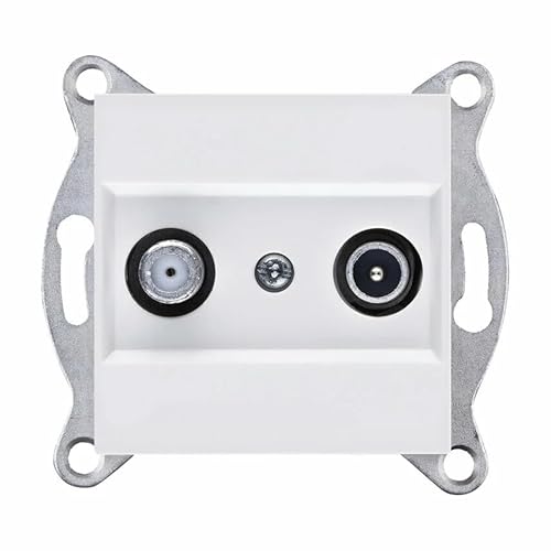 EXEN - TV-SAT Antennendose Enddose Unterputz Weiß - Anschlussdose für TV SAT - All-in-One Kompatibel mit Serien KARELL/ODAK/COMFORT - 264/01E von EXEN
