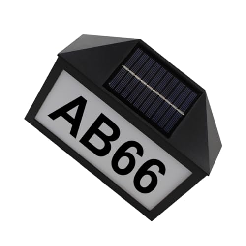EXHUMKY Digitale Türlampe Solar- Hausnummer Adressschilder Für Privathaushalte Sonnenlicht Hauszeichen Türnummernschild Zahlen Solarhaus Zeichen Im Freien Häuser Black Stk von EXHUMKY