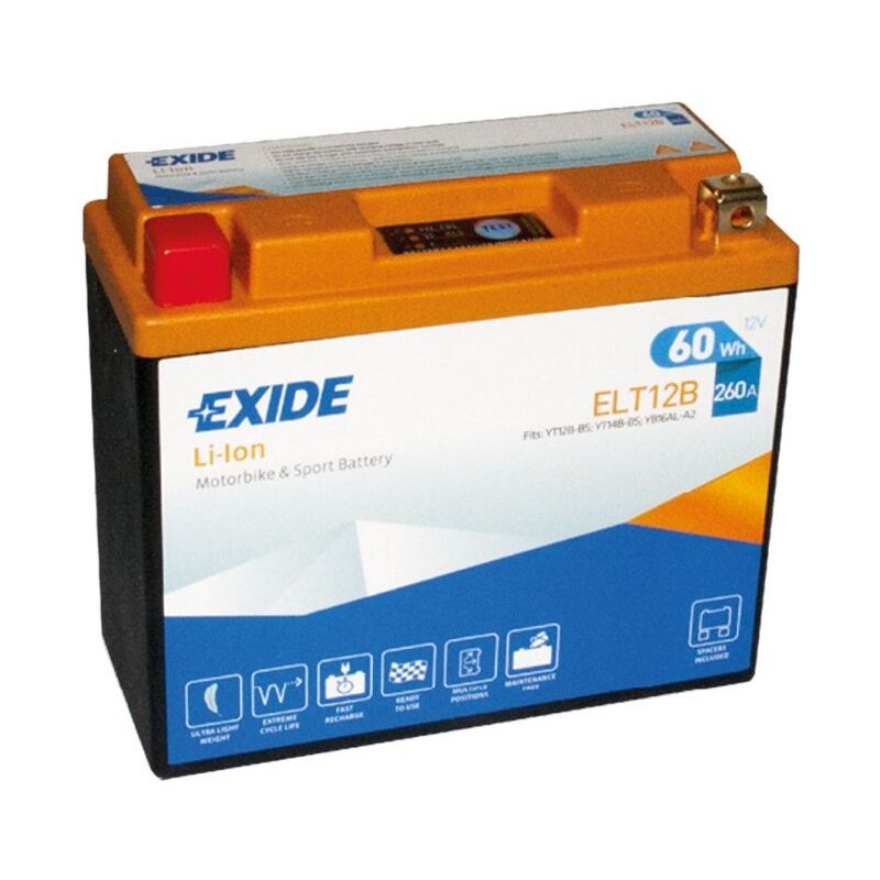 Exide ELT12B 12V 5Ah Lithium Motorradbatterie LiIon 260A von EXIDE