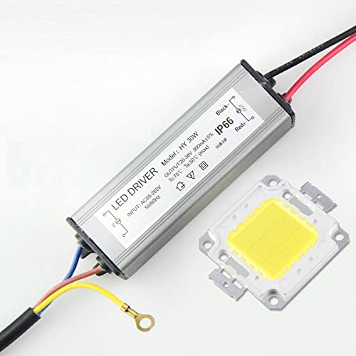 EXMOCIS High Power COB LED Real 10W 20W 30W 50W COB LED + LED Netzteil LED Reflektor Matrix DIY Controller für Landschaftsbeleuchtung Set, weiß von EXMOCIS