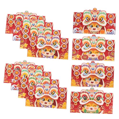 EXQUIMEUBLE 12 Stück Rotes Paket zum Erwachen des Löwen geschenkverpackung geldgeschenk Chinesisches Neujahr Frühlingsfest rotes Paket Neujahrsdekorationen chinesische festdekorationen Papier von EXQUIMEUBLE
