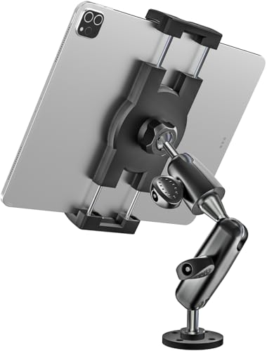 EXSHOW KFZ Bohrsockel Tablet Halterung - [360° Verstellbar] LKW Handyhalter Metall Wand Halter für Küche, Bad, Schlafzimmer, für iPad Pro Air Mini, Smartphone, Sumsung Tab und 4,7-13 Zoll Geräte von EXSHOW