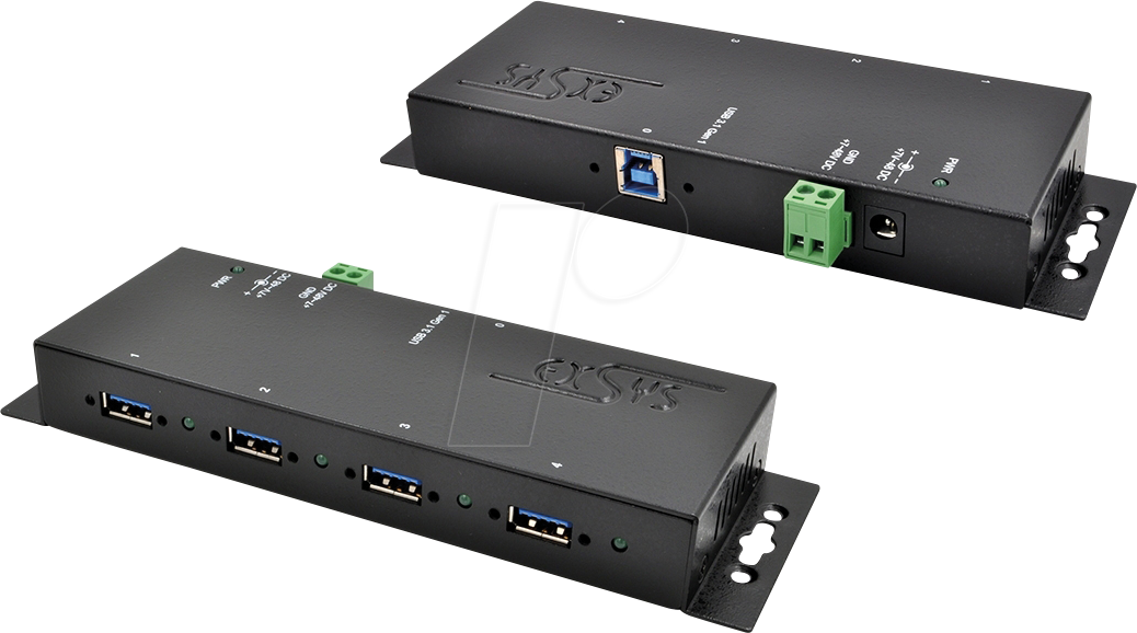 EXSYS 1183HMVS-2 - USB 3.0 4-Port Industrie-Hub, 15kV EDS, schwarz von EXSYS