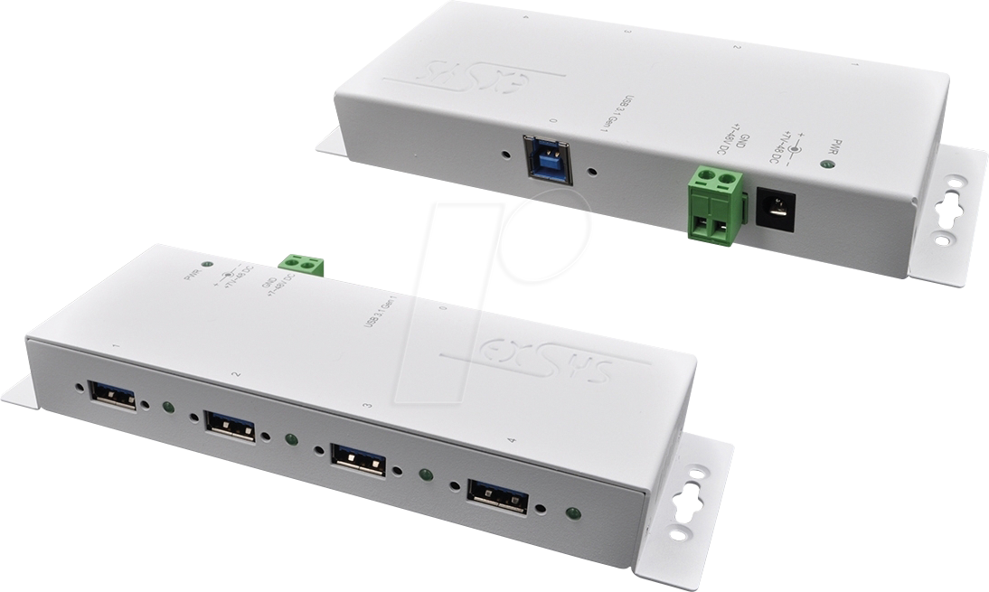 EXSYS 1183HMVS2W - USB 3.0 4-Port Industrie-Hub, 15kV EDS, weiß von EXSYS