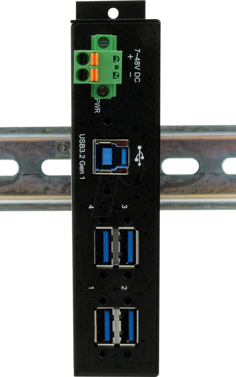 EXSYS 1185HMVS-2 - 4-Port Metall USB 3.2 Gen1 Hub mit 15KV ESD/Din-Rail von EXSYS
