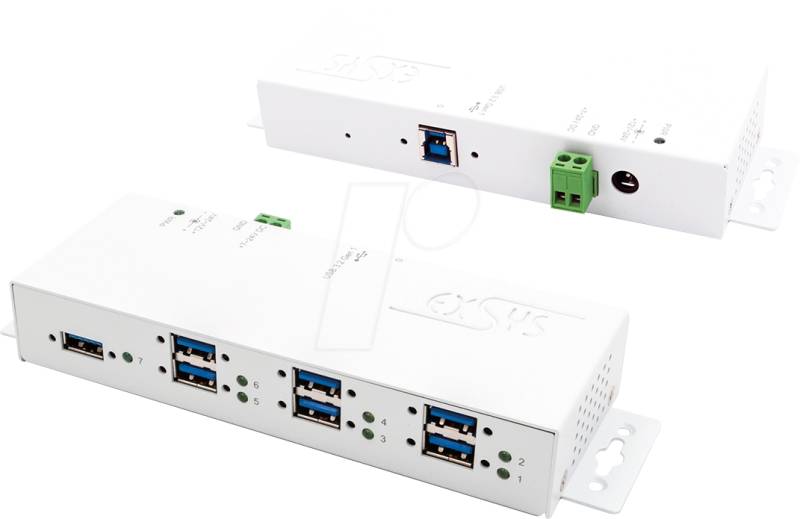 EXSYS 1189HMVS3W - USB 3.0 7-Port Industrie-Hub, 15kV ESD, weiß von EXSYS