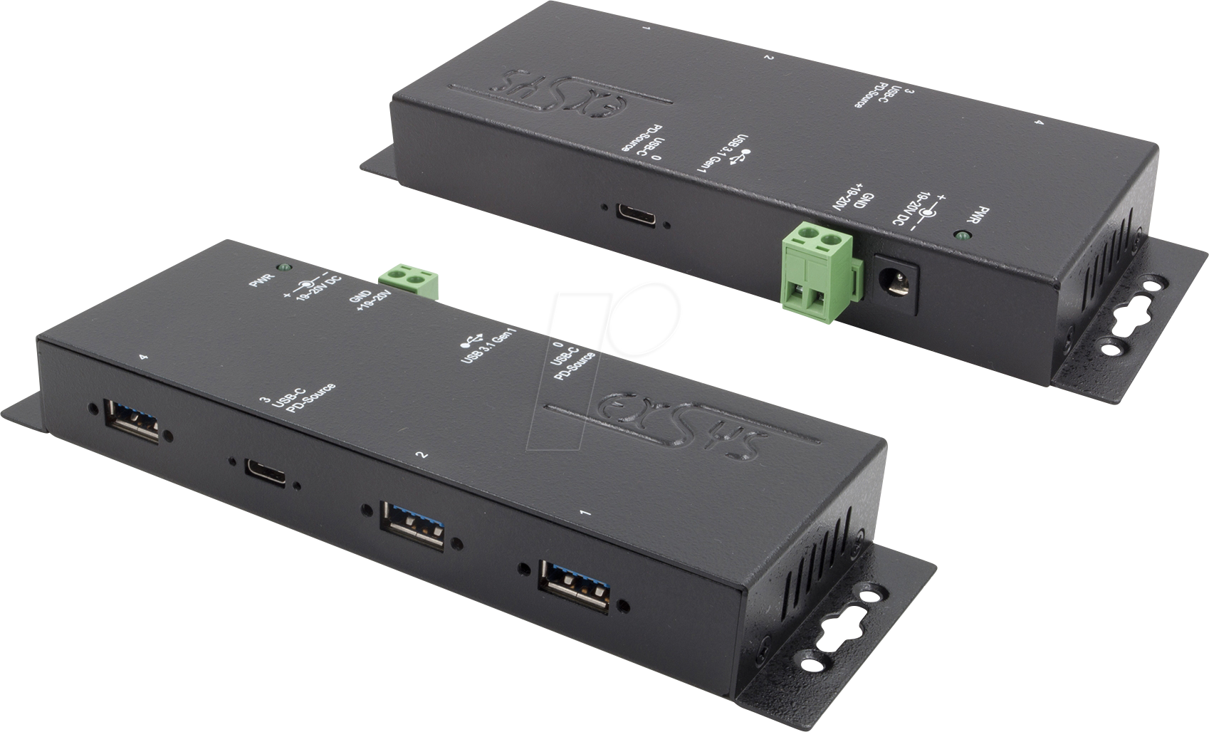 EXSYS 1190HMVSPD - USB 3.0 4-Port Industrie-Hub, 3x A, 1x C, 15 kV ESD von EXSYS