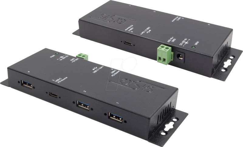 EXSYS 1190HMVSPD - USB 3.0 4-Port Industrie-Hub, 3x A, 1x C, 15 kV ESD von EXSYS
