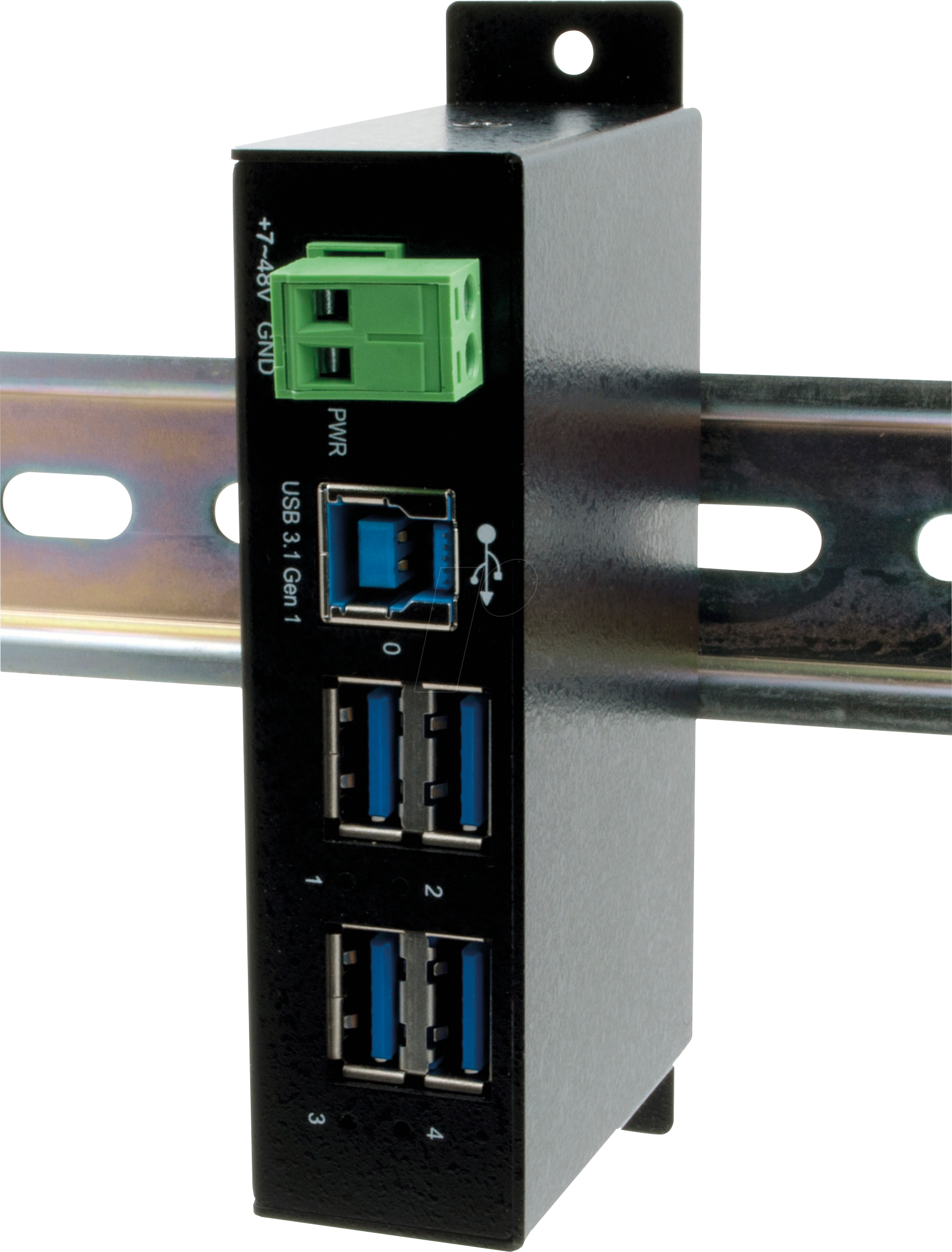 EXSYS EX-1504HMS - USB 3.0 4 Port Industrie-Hub, 15kV EDS, Din-Rail von EXSYS