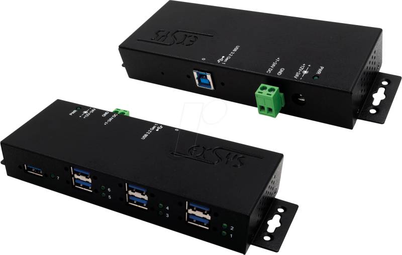 EXSYS EX-1517HMV - USB 3.0 7 Port Industrie-Hub, 15kV ESD, Din-Rail von EXSYS