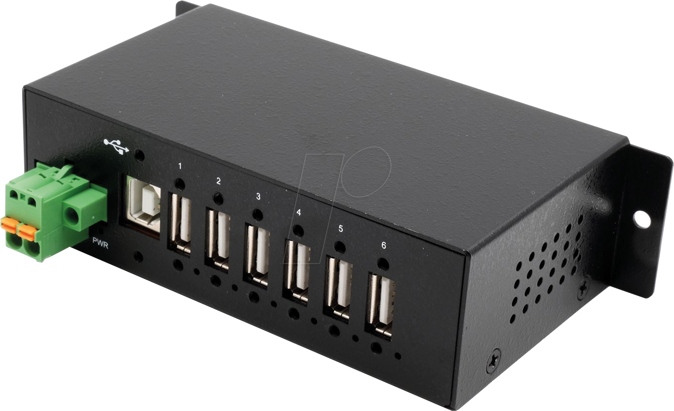 EXSYS EX-1596HMV - USB 2.0 6 Port Industrie-Hub, 15kV EDS, Din-Rail von EXSYS