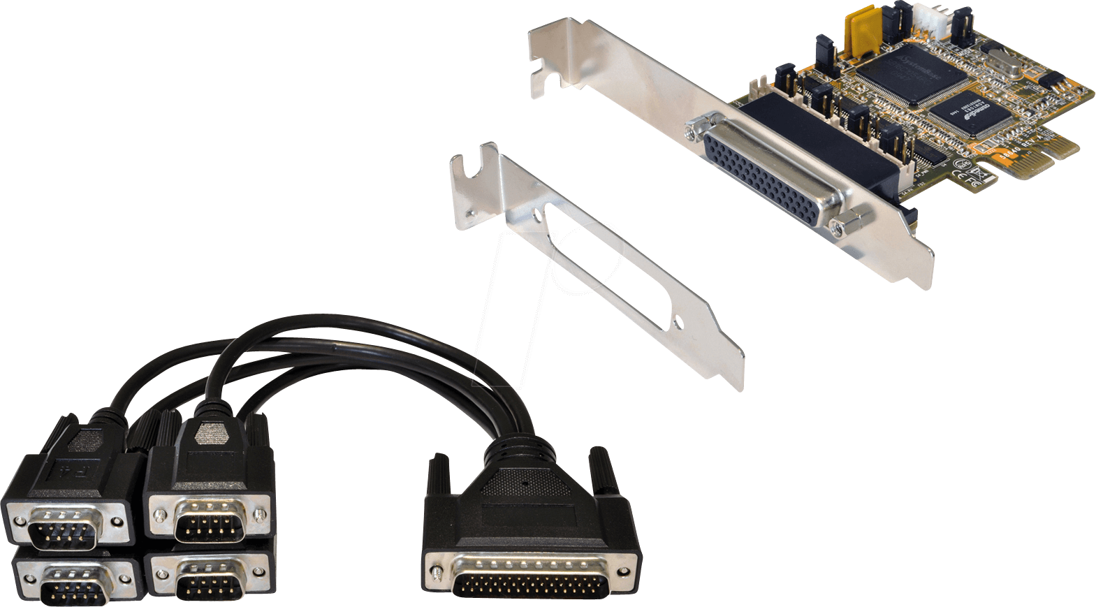 EXSYS EX-44384 - EXSYS PCIe Karte 4S Seriell RS-232 + Kabel, Bügel von EXSYS