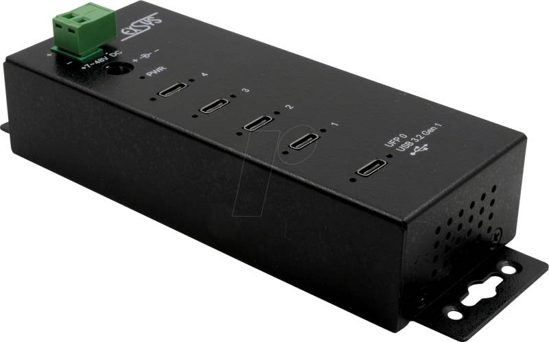 EXSYS EX1144HMVS - USB 3.0 4x C-Port Industrie-Hub, 15kV ESD, Din-Rail von EXSYS